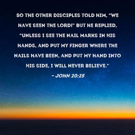 John 20:25 So the other disciples told him, "We have seen the Lord ...