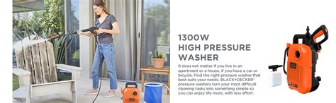 BLACK+DECKER BEPW1600-IN 1300W 1600 PSI 110 Bar Pressure Washer for Car ...