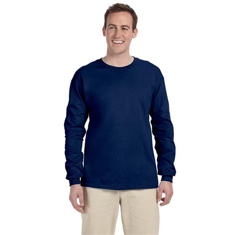 Gildan Ultra Cotton Navy Blue Long Sleeve T-Shirt G2400-NVY-XL
