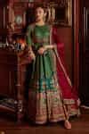 Buy Green Net, Viscose Silk Floral Motifs, Mumtaz Hand Painted Anarkali ...