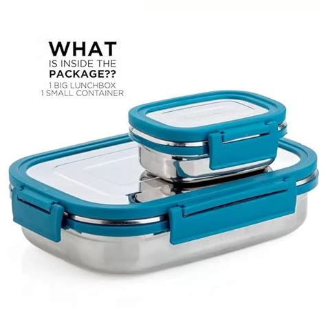 Stainless Steel Tiffin Lunch Box with 4 Side Silicone Sleeve Clip Lock ...