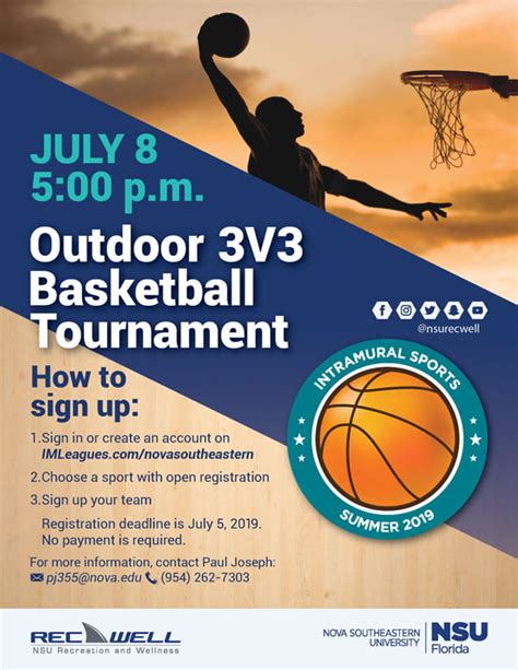 Outdoor 3v3 Basketball Tournament (sign-up by July 5) – NSU SharkFINS