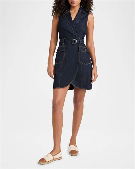Cinq a Sept Jenessa Sleeveless Denim Mini Dress | Neiman Marcus
