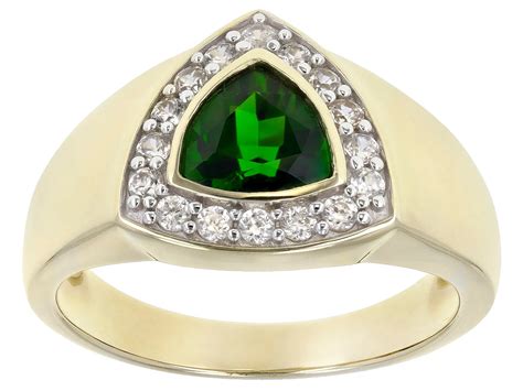 Bold Elegance: Green Chrome Diopside 10k Yellow Gold Men's Ring | A ...