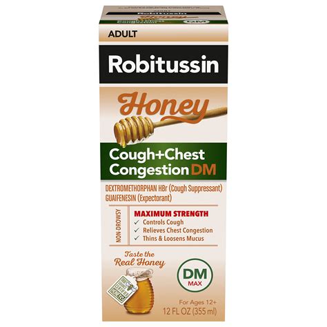 Robitussin Maximum Strength Honey Cough + Chest Congestion DM - 12 Fl Oz Bottle | Buy Now with ...
