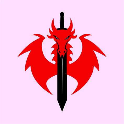 Dragon with sword emblem | Premium Vector