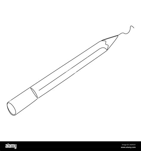 One continuous line drawing of pencil. Thin Line Illustration vector concept. Contour Drawing ...