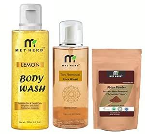 Buy MET HERB Lemon Body wash -200ml & Tan Removal Face Wash -100ml ...
