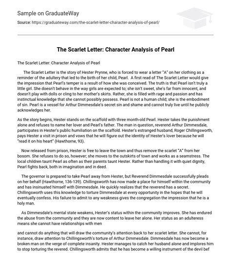 ⇉The Scarlet Letter: Character Analysis of Pearl Essay Example ...
