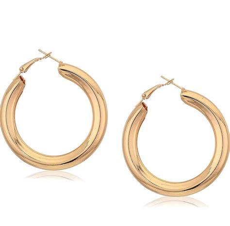Buy Extra Large 2" THICK GOLD HOOP EARRINGS for Women, Light Weight 2 ...