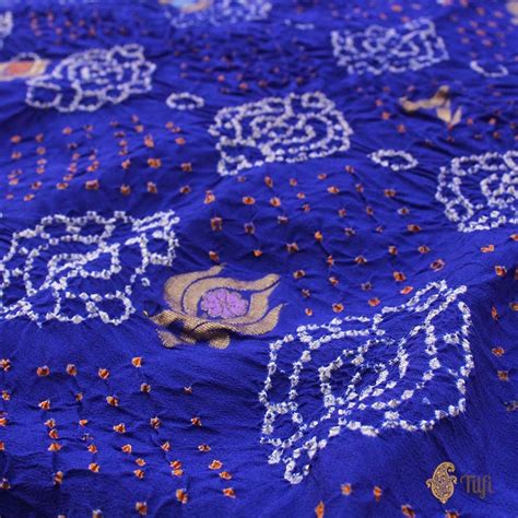 Royal Blue Pure Georgette Banarasi Bandhani Handloom Saree - Tilfi