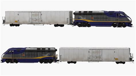Diesel Electric Locomotive with Railroad Refrigerator Car 3D | 3D ...