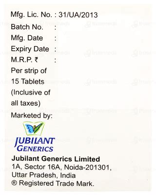 Jubira 20 Tablet 15: Uses, Side Effects, Price & Substitutes