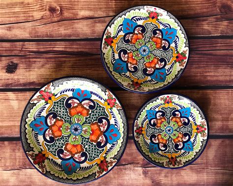 Dinner Plates Talavera Pottery Handmade Colorful Mexican Dinnerware Set ...