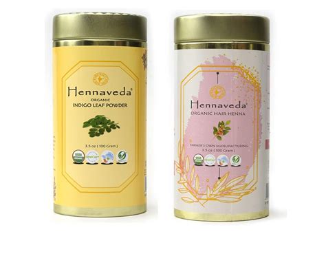 Buy Hennaveda Hair Henna Powder & Indigo Powder, Hair Color Combo with ...