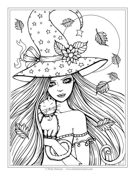 Spooky Coloring Pages Witch Girl - Free Printable Coloring Pages