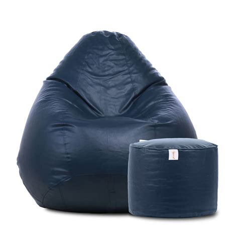 SATTVA Faux Leather Filled Bean Bag Combo with Footstool & Cushion ...
