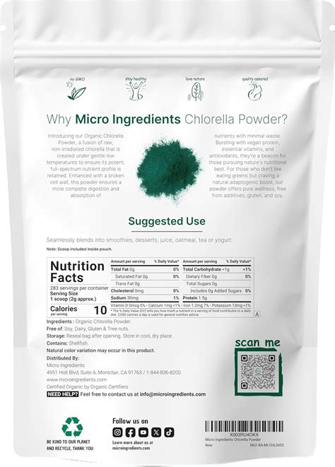 MicroIngredients Micro Ingredients Organic Chlorella Powder, 20 India ...