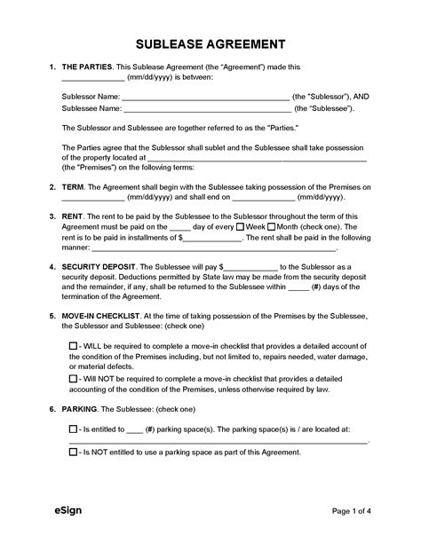 Free Sublease Agreement Template | PDF | Word