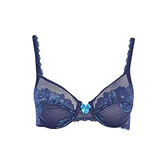 Buy Enamor Womens Non Padded Wired Lace Bra (Mid Blue_34) at Amazon.in