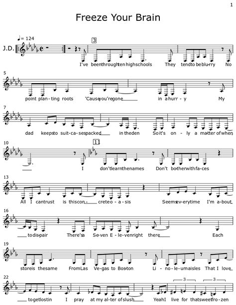Freeze Your Brain - Sheet music for Piano