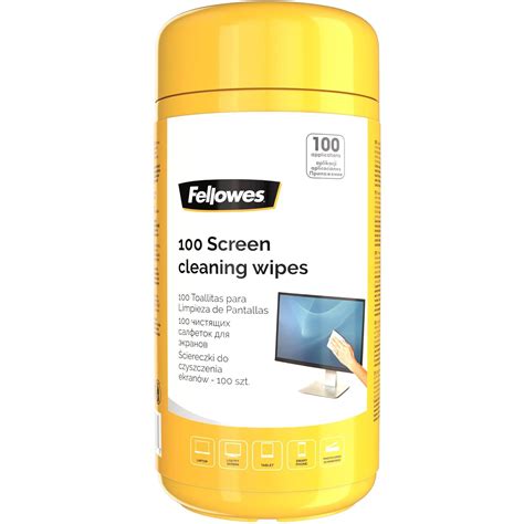 Fellowes Pre-Moistened Screen Cleaning Wipes, 100 per Tub (99703 ...