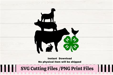 4H Stacked Animals SVG/PNG, Farm Animal Silhouette Livestock County Fair - Etsy | Animal ...