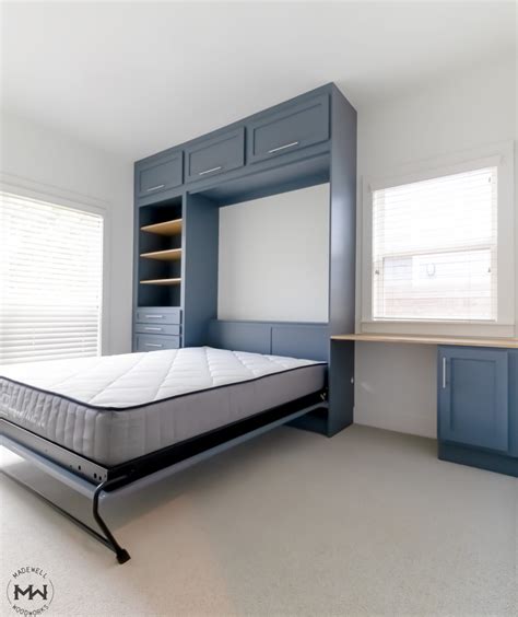 Queen Craftsman Murphy Bed with Natural Shelves and Desk - Madewell ...