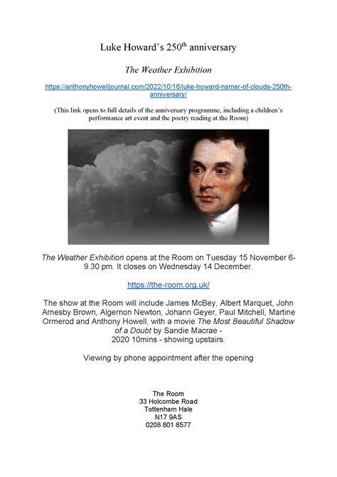Luke Howard – Namer of Clouds – 250th anniversary | anthonyhowelljournal