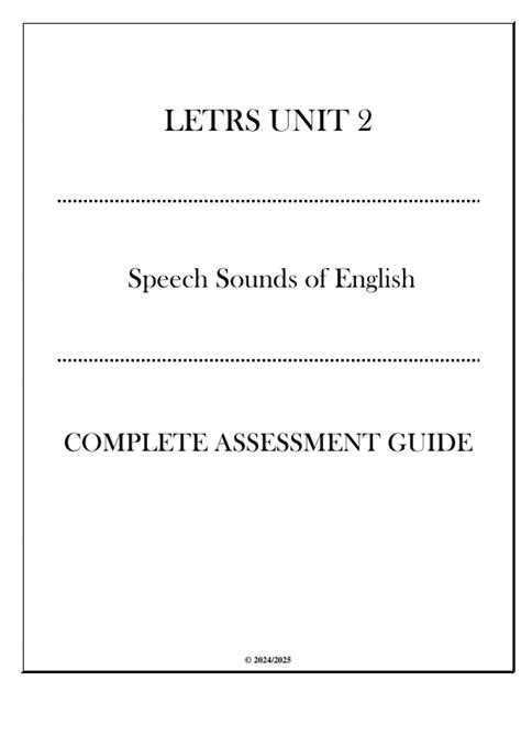 LETRS Unit 2 (Speech Sounds of English) Complete Assessment Guide 2024 ...