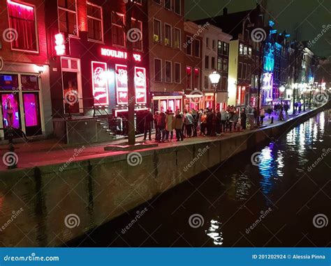 Nightlife in Clubs in the Red Light District of Amsterdam at Night ...