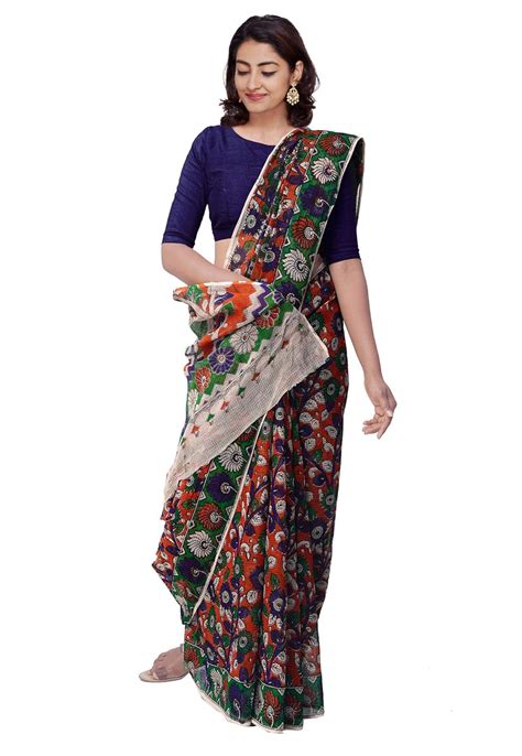 Buy UNNATI SILKS Women's Kalamkari Kota Cotton Saree with blouse piece ...