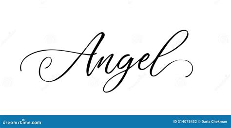 Angel - the Word Written in Calligraphic Text on a White Background ...