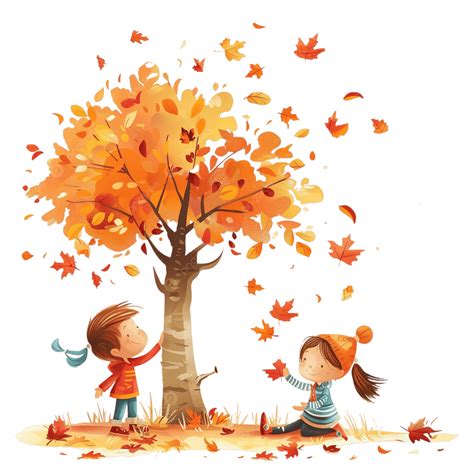 Kids Playing Outdoor During Autumn Or Fall Season, Autumn, Seasons ...