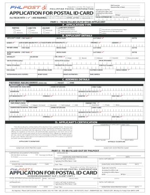 2015 Form PH Postal Corporation Application for Postal ID Card Fill ...