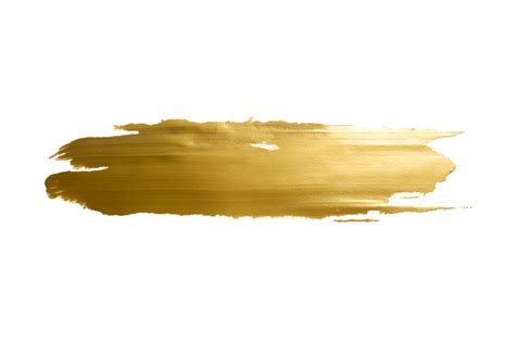 Gold paint brush strokes with glitter texture. Gold stains liquid isolated on a transparent ...