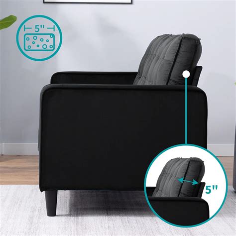 Buy BALUS 76 W Velvet Sofa Couch, Mid-Century Modern Couch Love Seats ...