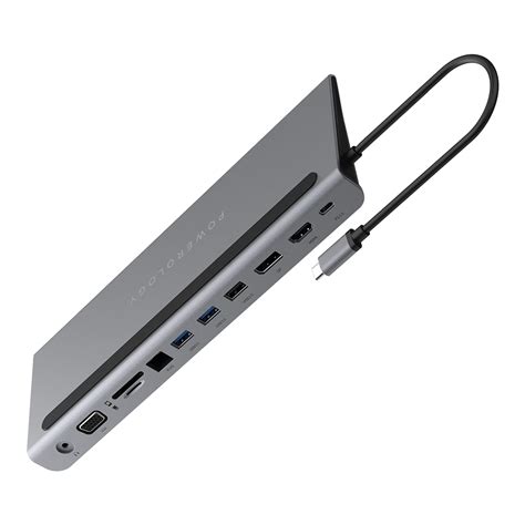 Powerology 11 in 1 Multi-Display USB-C Hub & Laptop Stand 100W - Gray ...