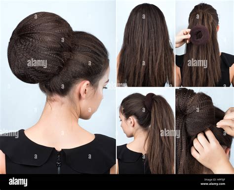 Hairstyle tutorial volume bun with chignon. Hairstyle tutorial for long ...