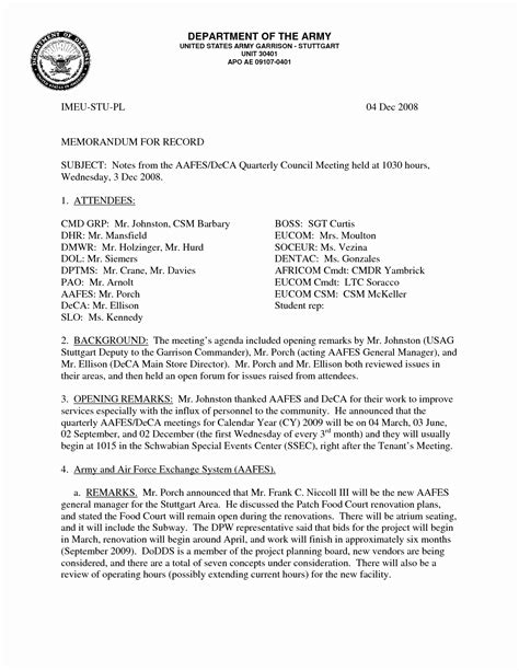 Memorandum For Record Army Template at getconnorblog Blog