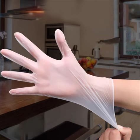 100 Count Food Prep Disposable Gloves, Clear Food Cleaning Gloves ...