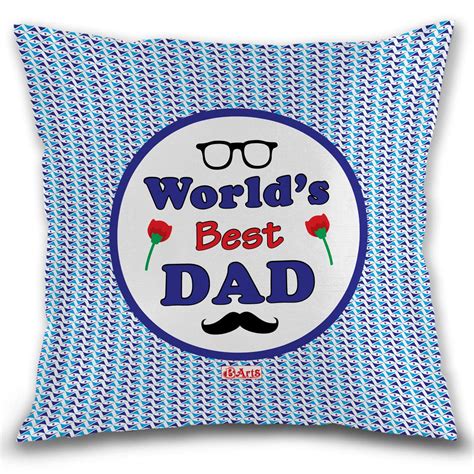 Buy Bakhand Arts, World's Best Dad Quote Multi Color Printed Cushion ...