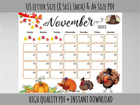 Thanksgiving Calendar Kids