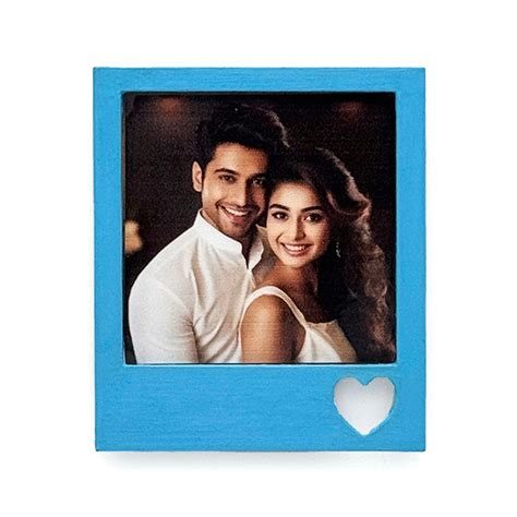 Hand-Painted Wooden Photo Frame Fridge Magnet - Blue – Plumeria