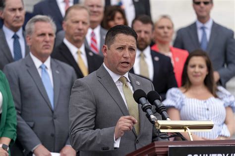 Rep. Tony Gonzales, R-Texas, chairman of the Congressional Hispanic Conference, participates in the group's press conference in the US Capitol on Tuesday, March 25, 2025.