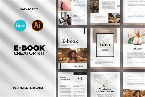 Minimal Ebook Templates for Canva, Canva Templates, Ebook Templates ...