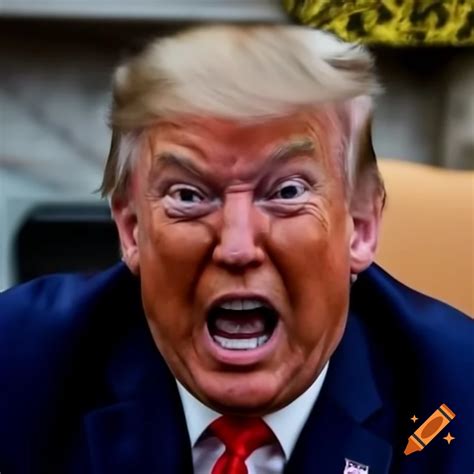 Donald Trump making a silly face in a close-up photo on Craiyon