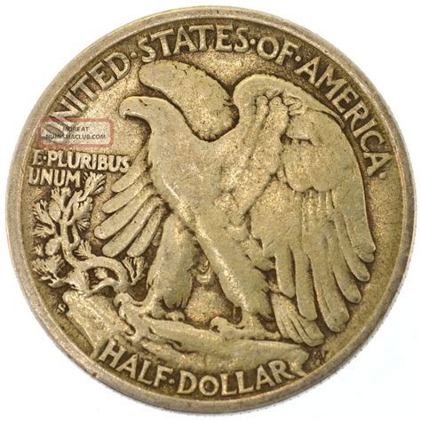 1944 - S 50c Walking Liberty Half Dollar United States Silver Coin Ww2