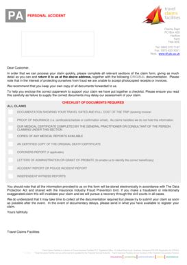 Fillable Online Personal accident claim form - Travel Insurance ...