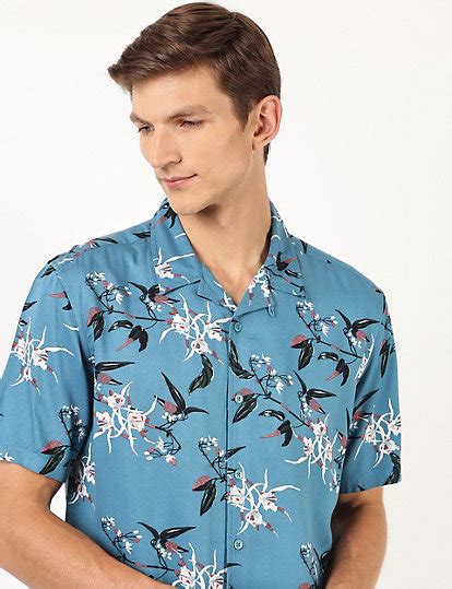 Viscose Floral Print Regular Collar Shirt